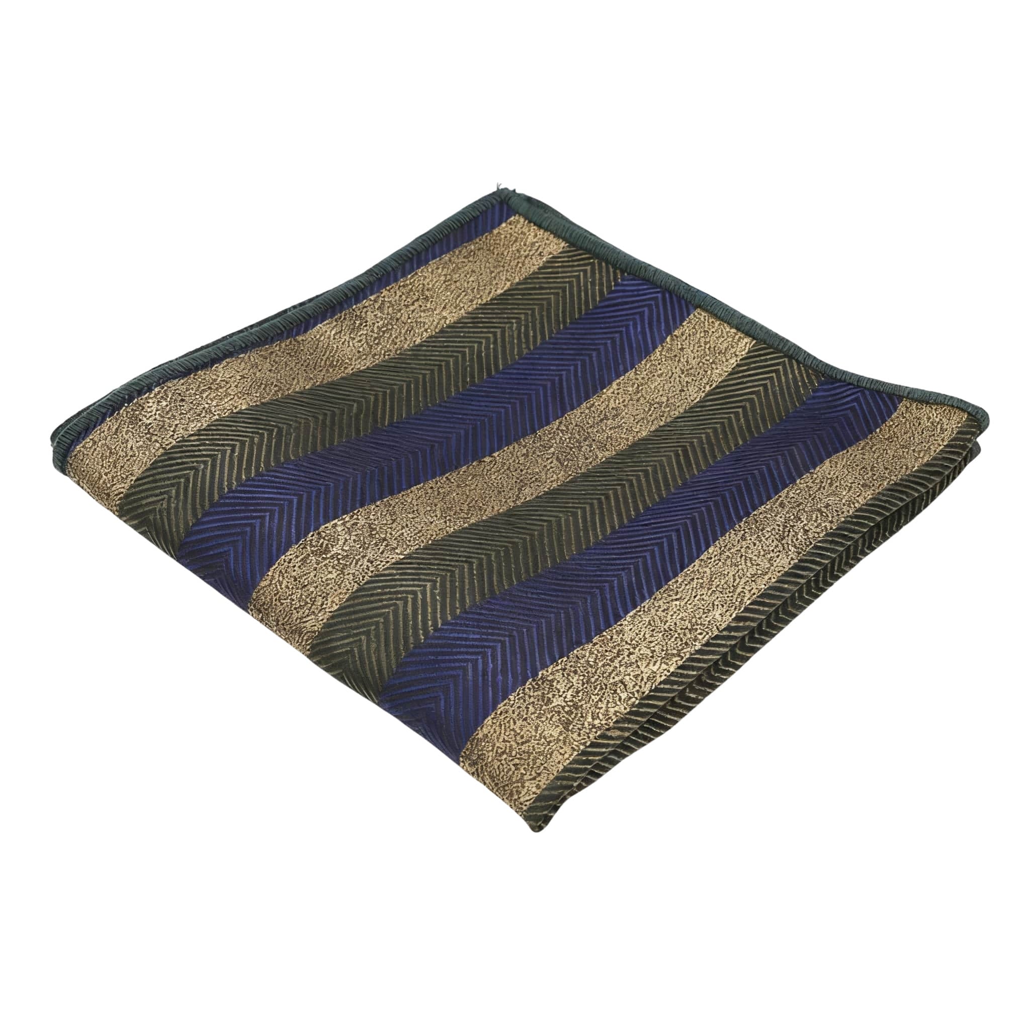 Olive Green Blue Striped Pocket Square