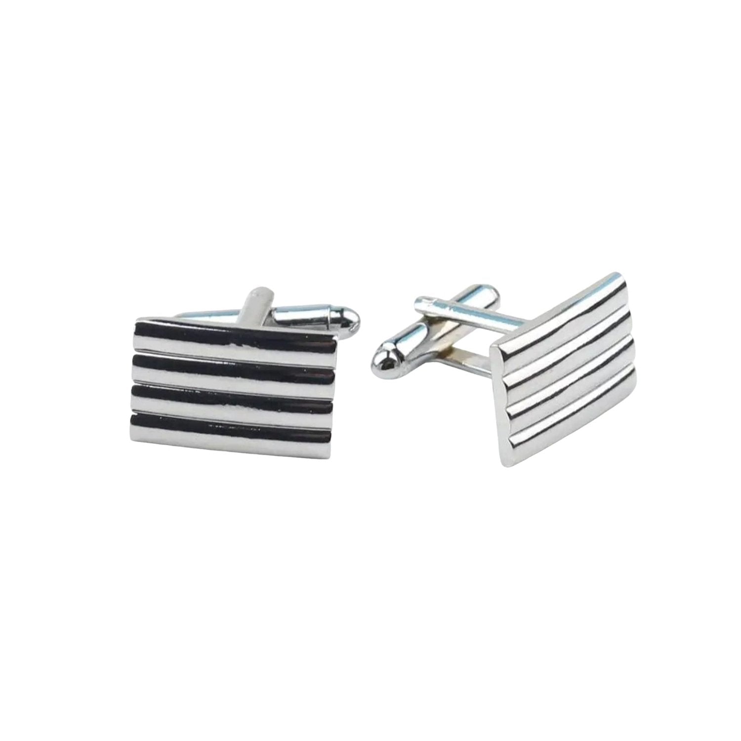 Silver With Black Striped Cufflink