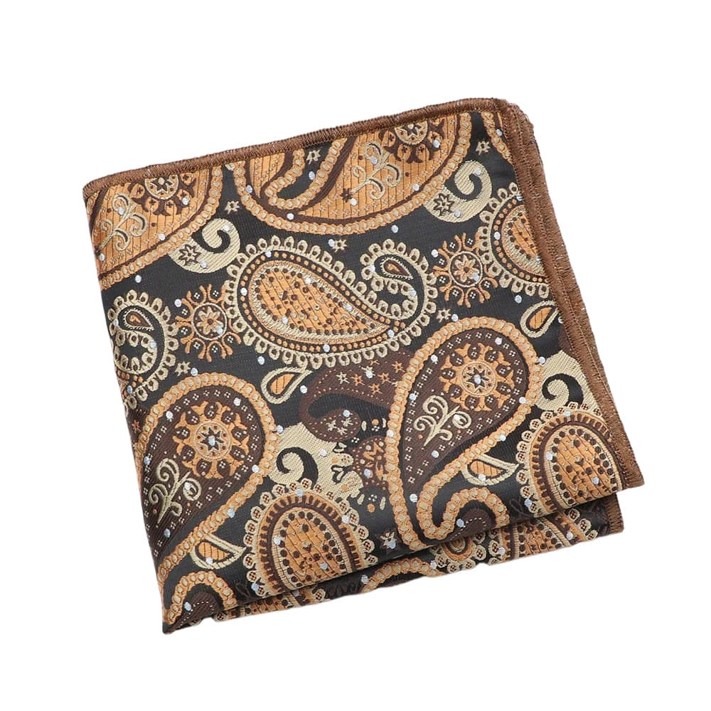 Black Brown Paisley Pocket Square