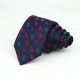 Navy Blue With Red And Green Christmas Tree Necktie