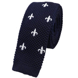 Navy Blue Knitted Fleur De Lis Tie