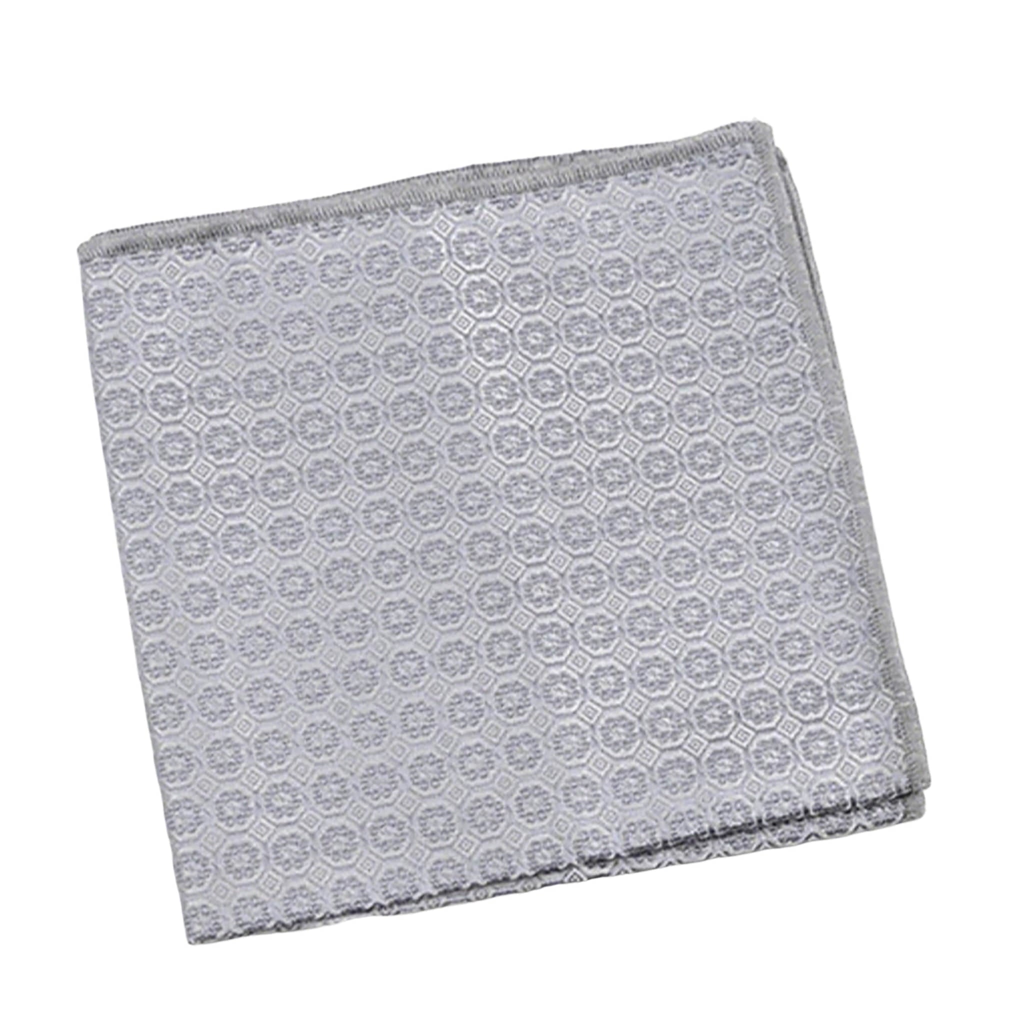 Light Gray Gray Geometric Pocket Square