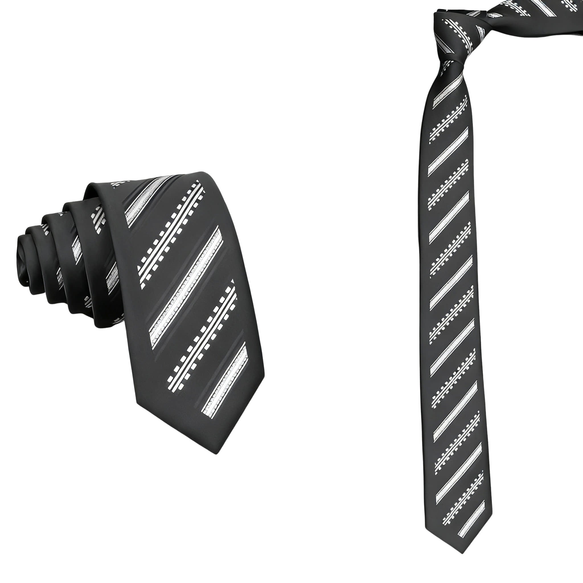Black White Striped Necktie
