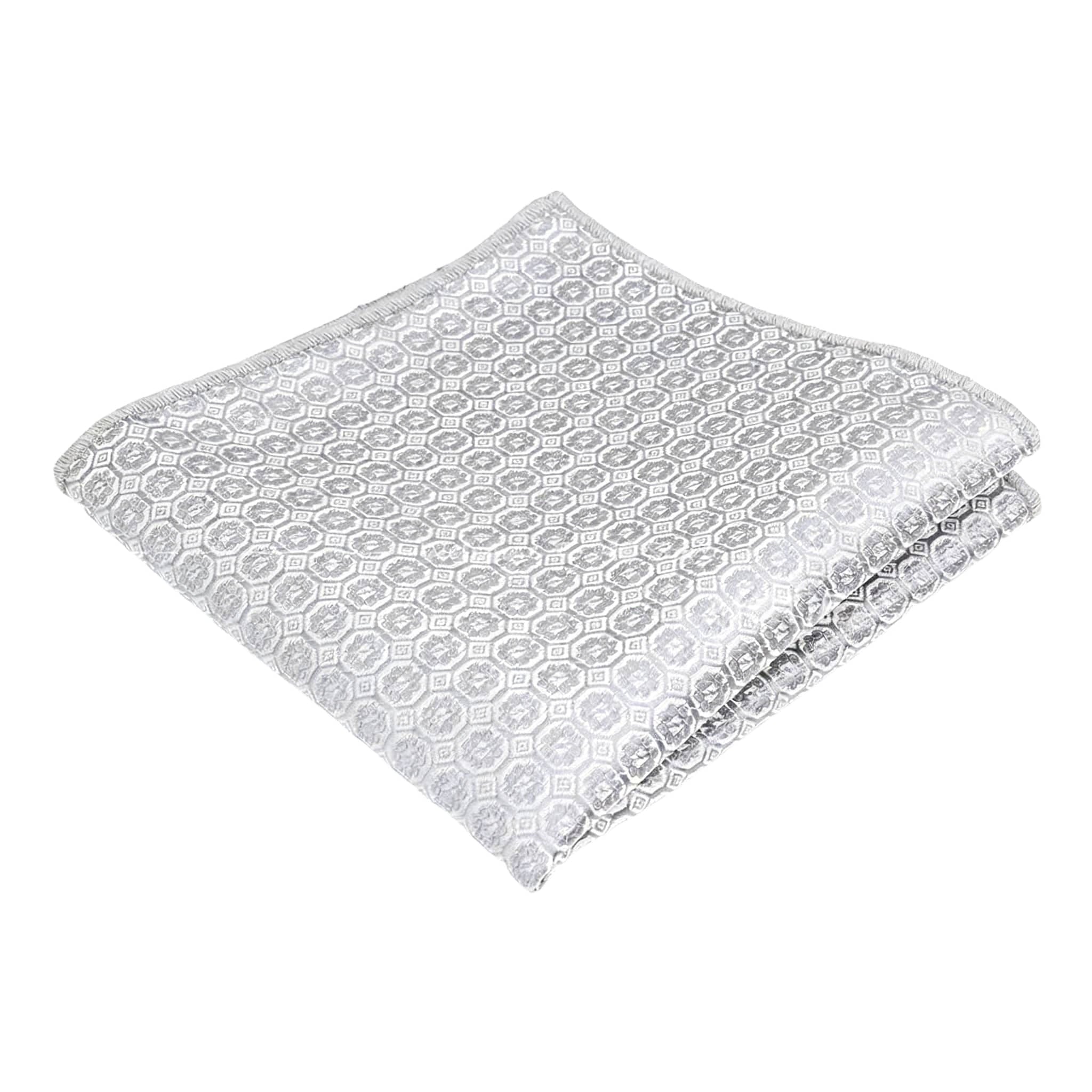 Silver Gray Geometric Pocket Square