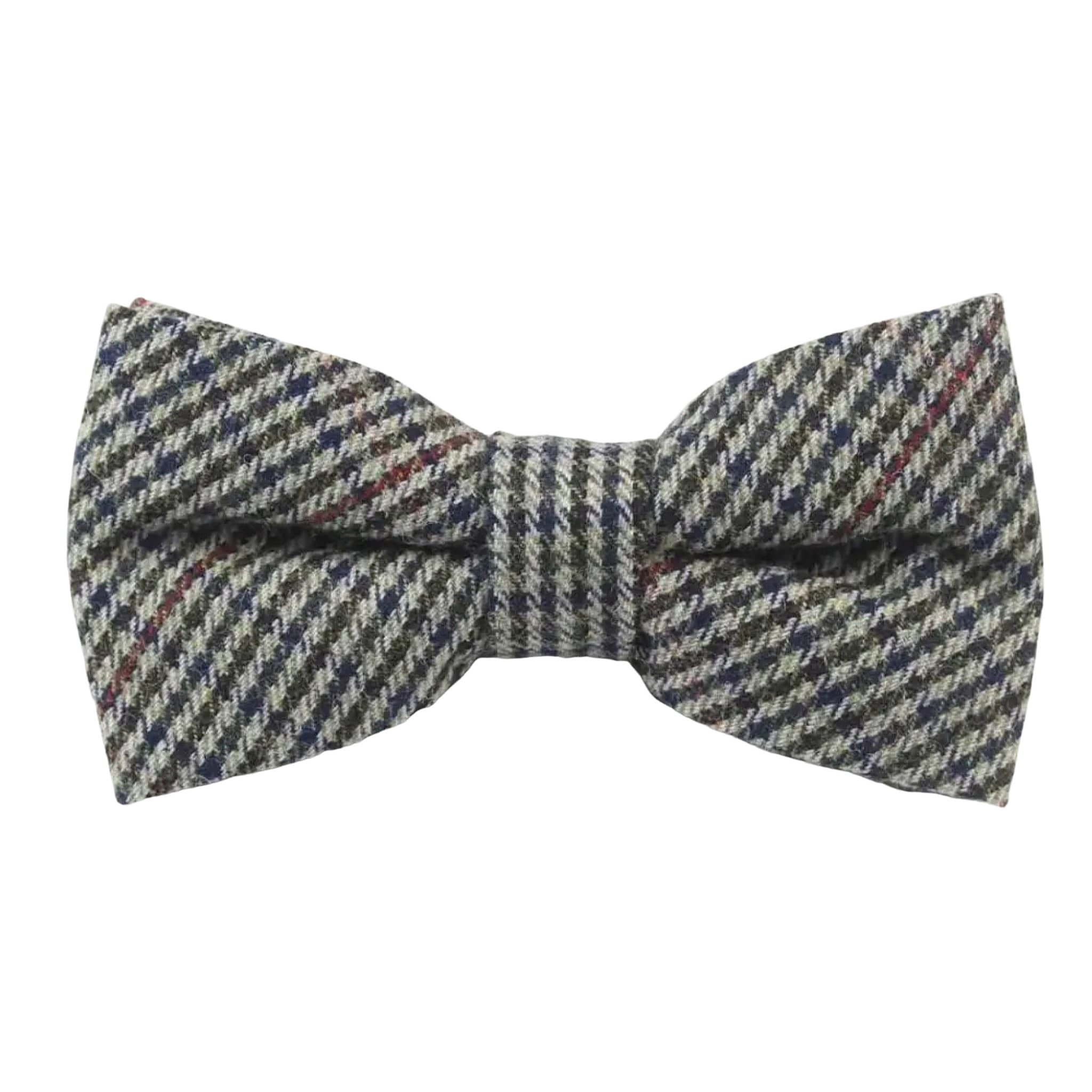 Gray Green Plaid Bow Tie