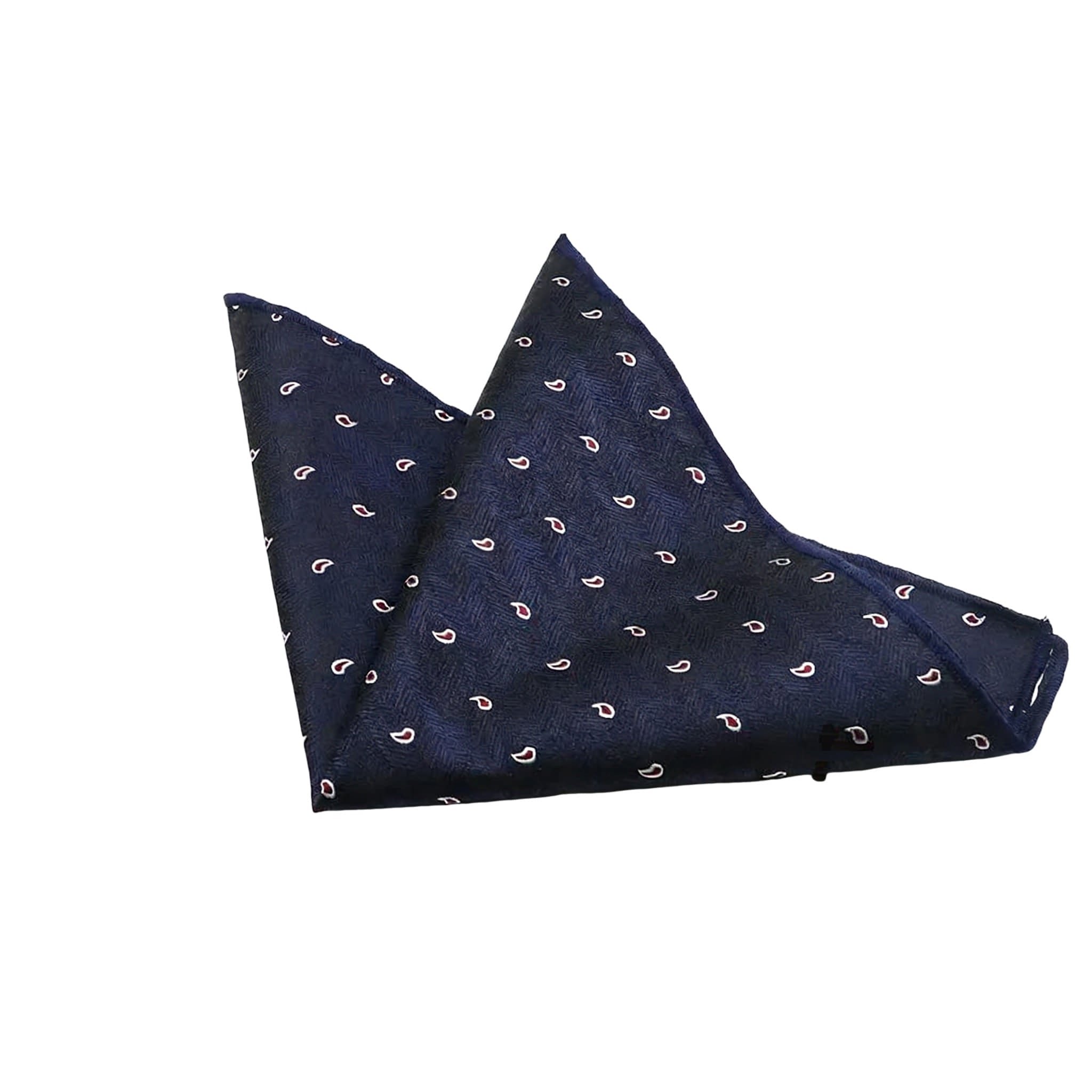 Navy Blue Red Paisley Pocket Square