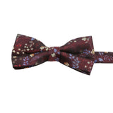 Burgundy Blue Floral Bowtie