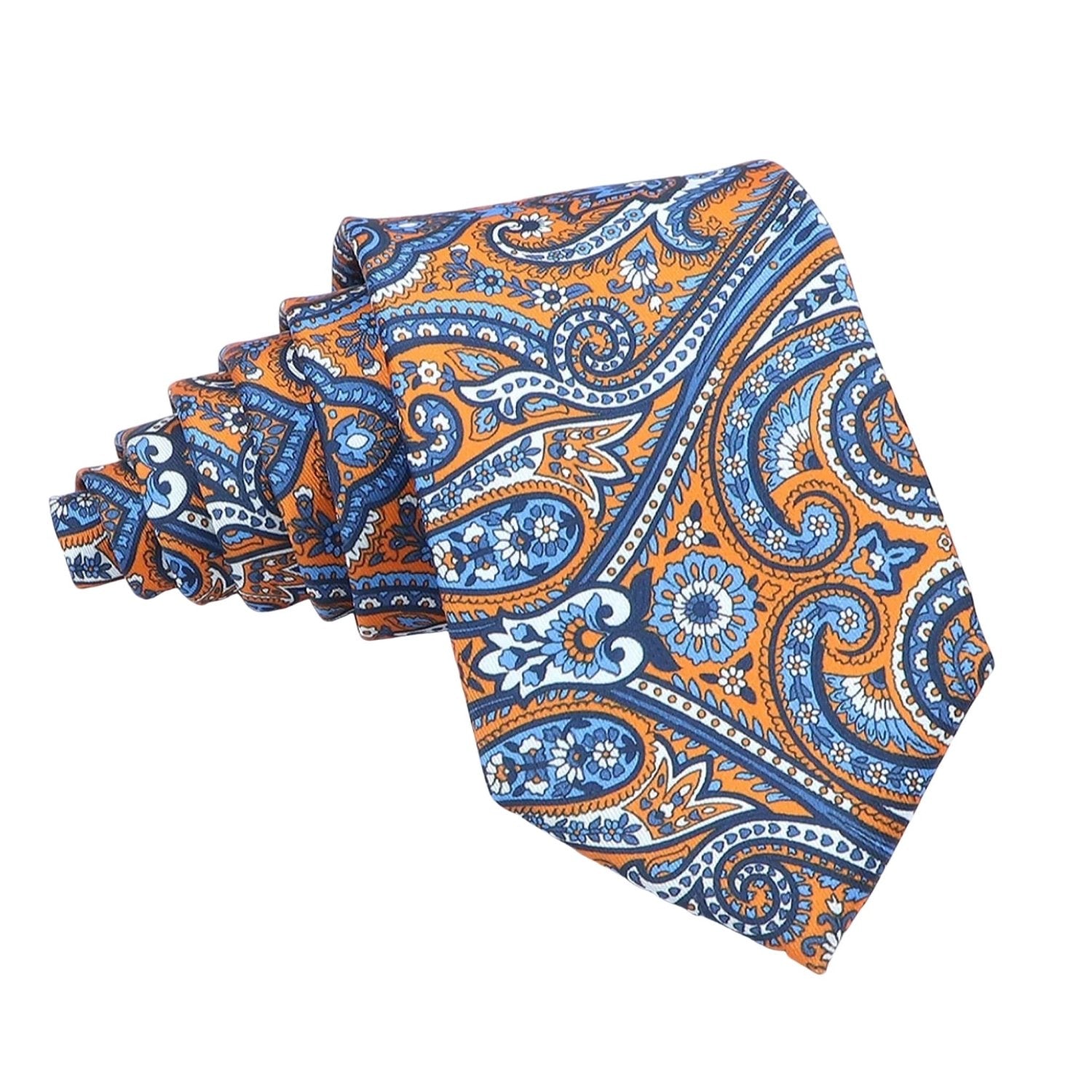 Orange With Blue Paisley Necktie