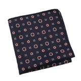 Navy Red Floral Pocket Square