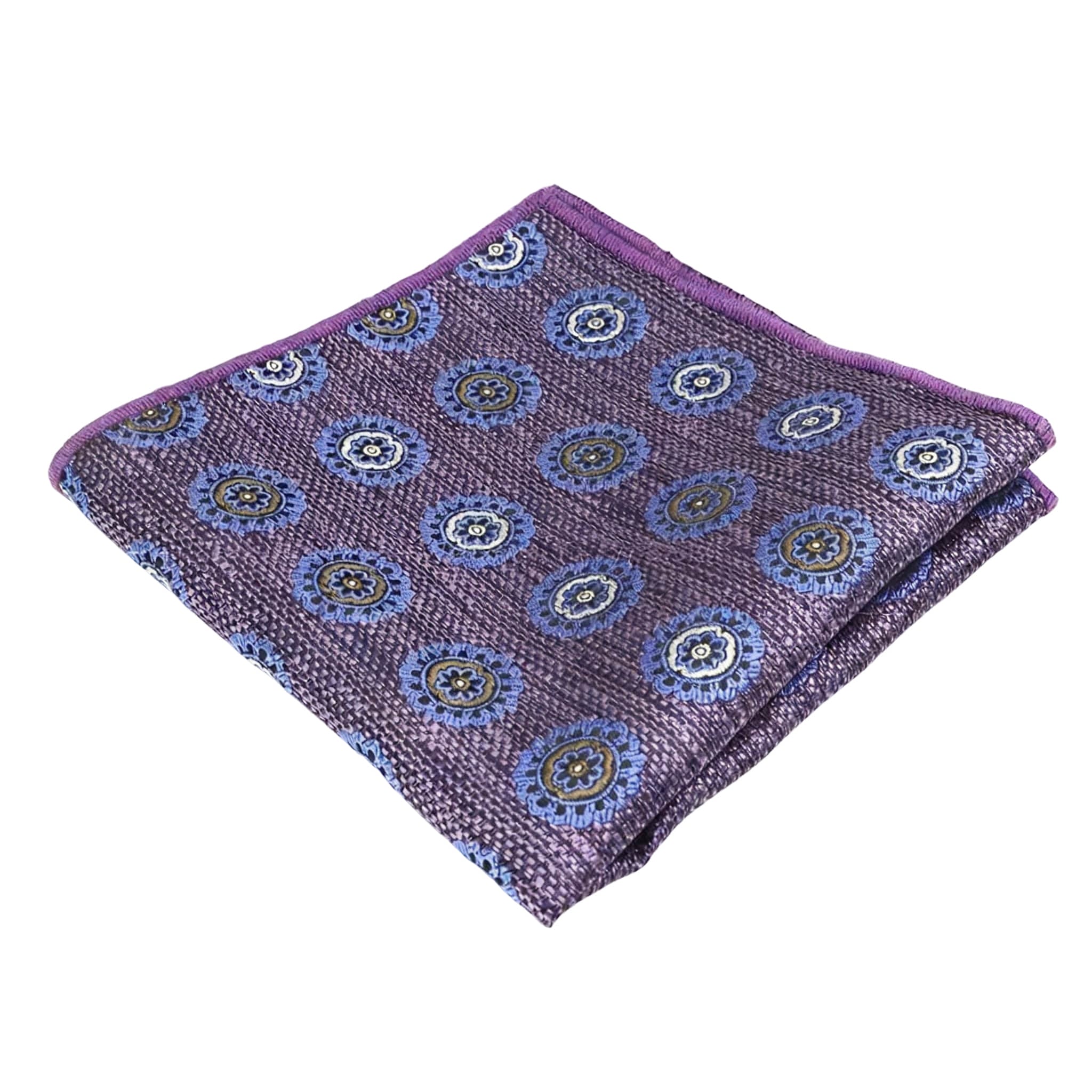 Purple Blue Medallion Pocket Square