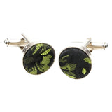 Black Green Floral Cufflink
