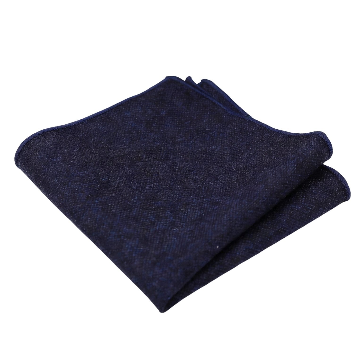 Dark Blue With Subtle Heathered Pattern Pocket Square