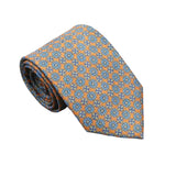 Orange Blue Floral Necktie
