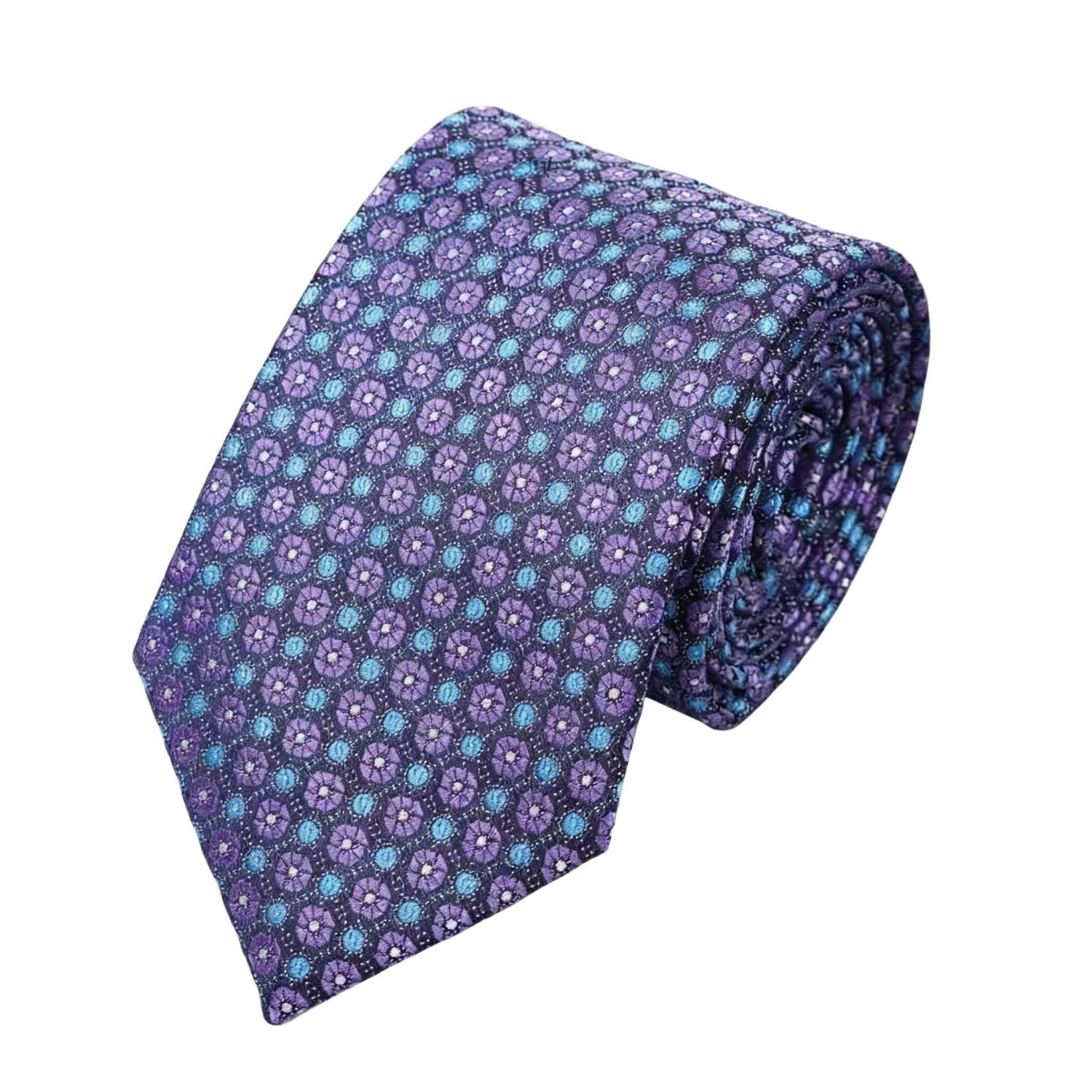Purple With Blue Floral Necktie