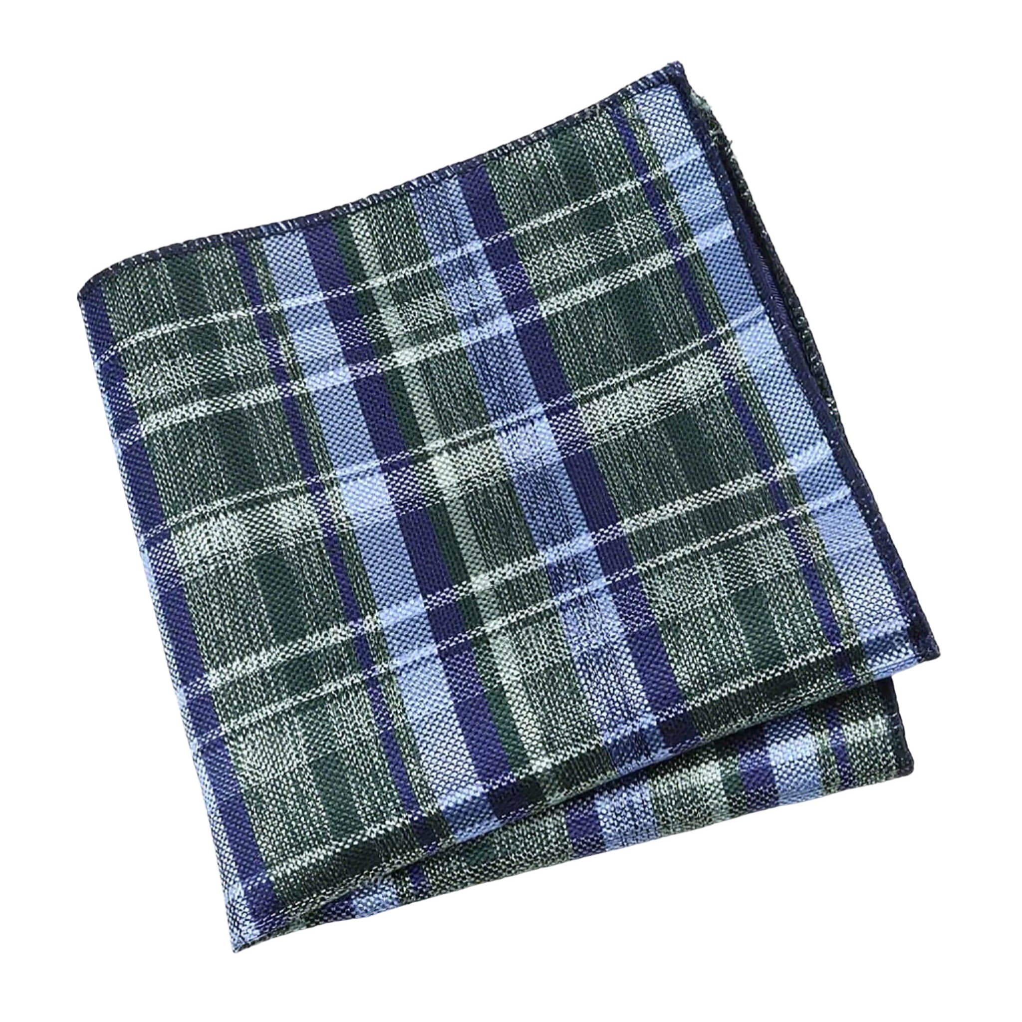 Blue Green Plaid Pocket Square