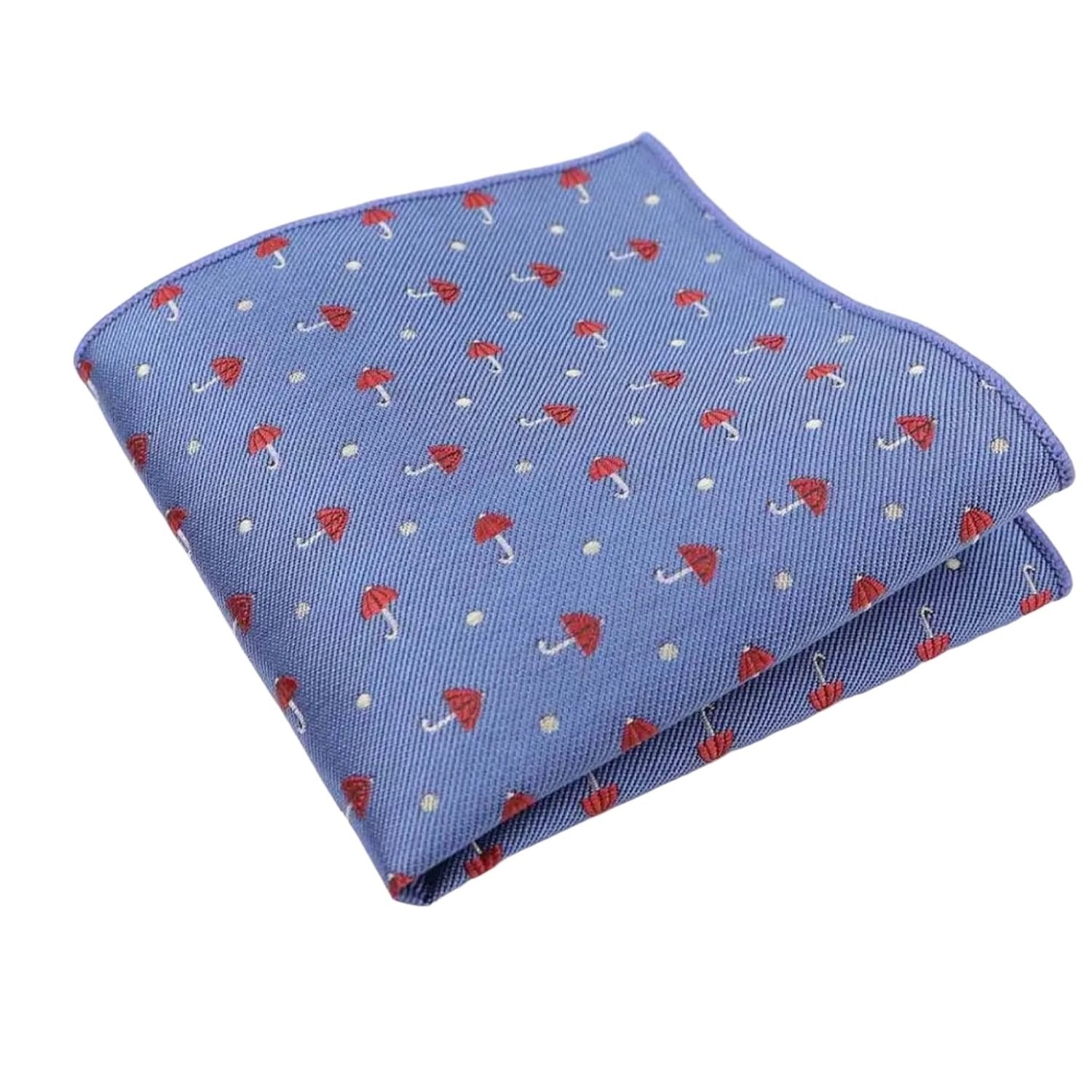 Blue With Red Umbrella Dot Pocket Square