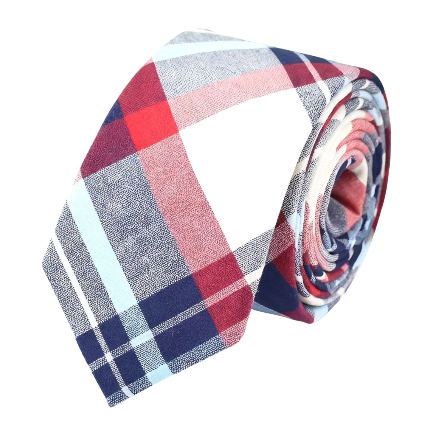 White With Colorful Plaid Necktie