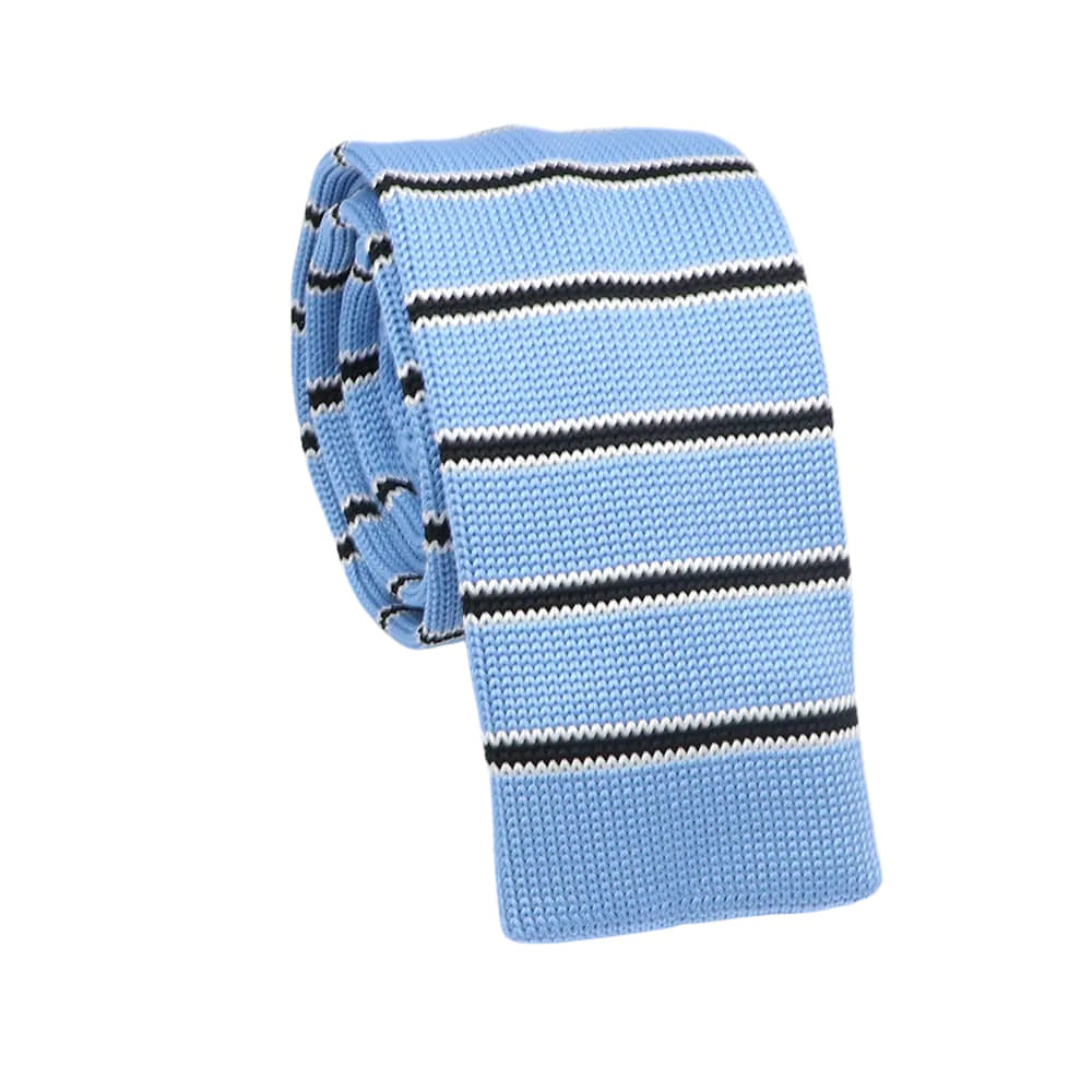 Light Blue Black Striped Necktie