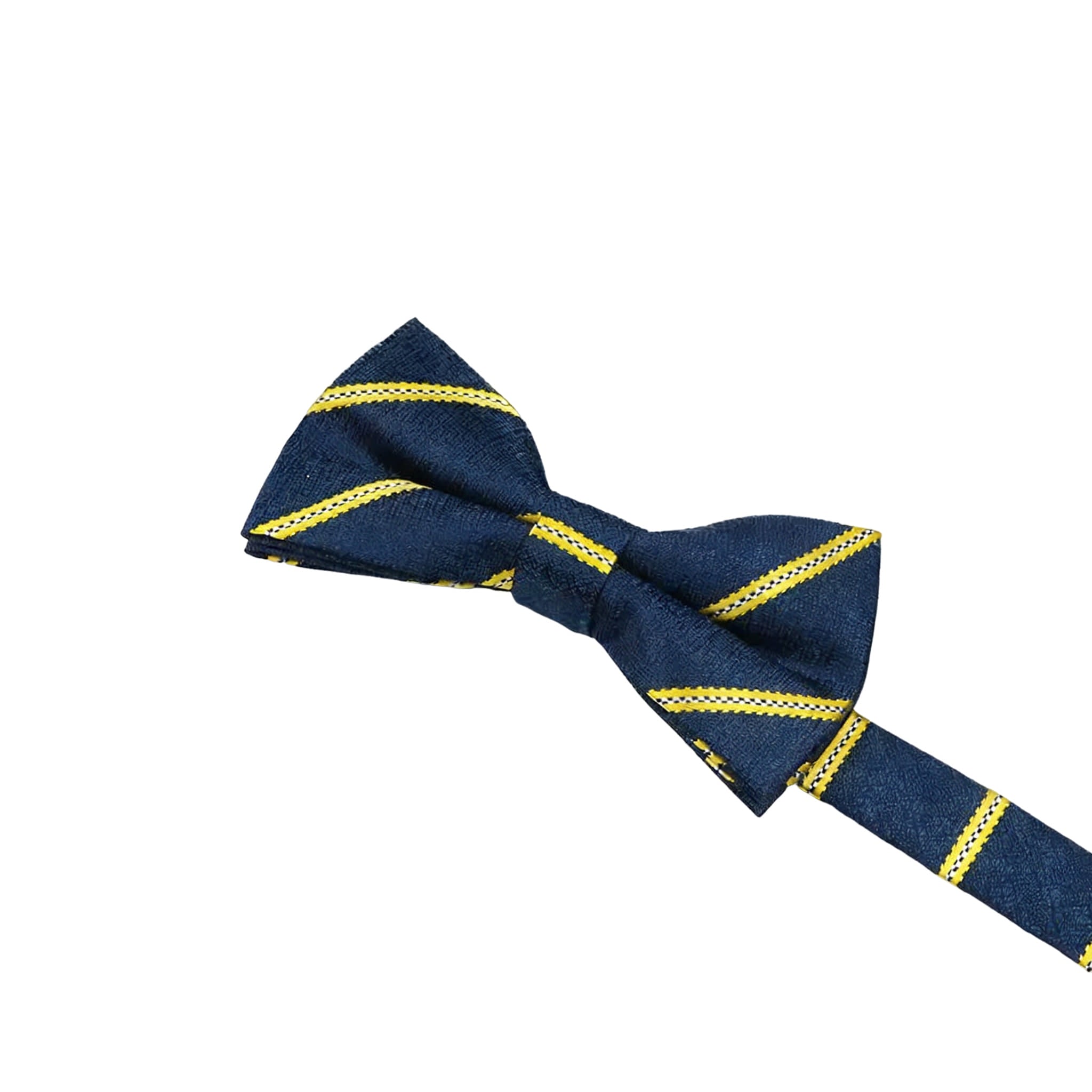 Navy Blue Yellow Striped Bowtie