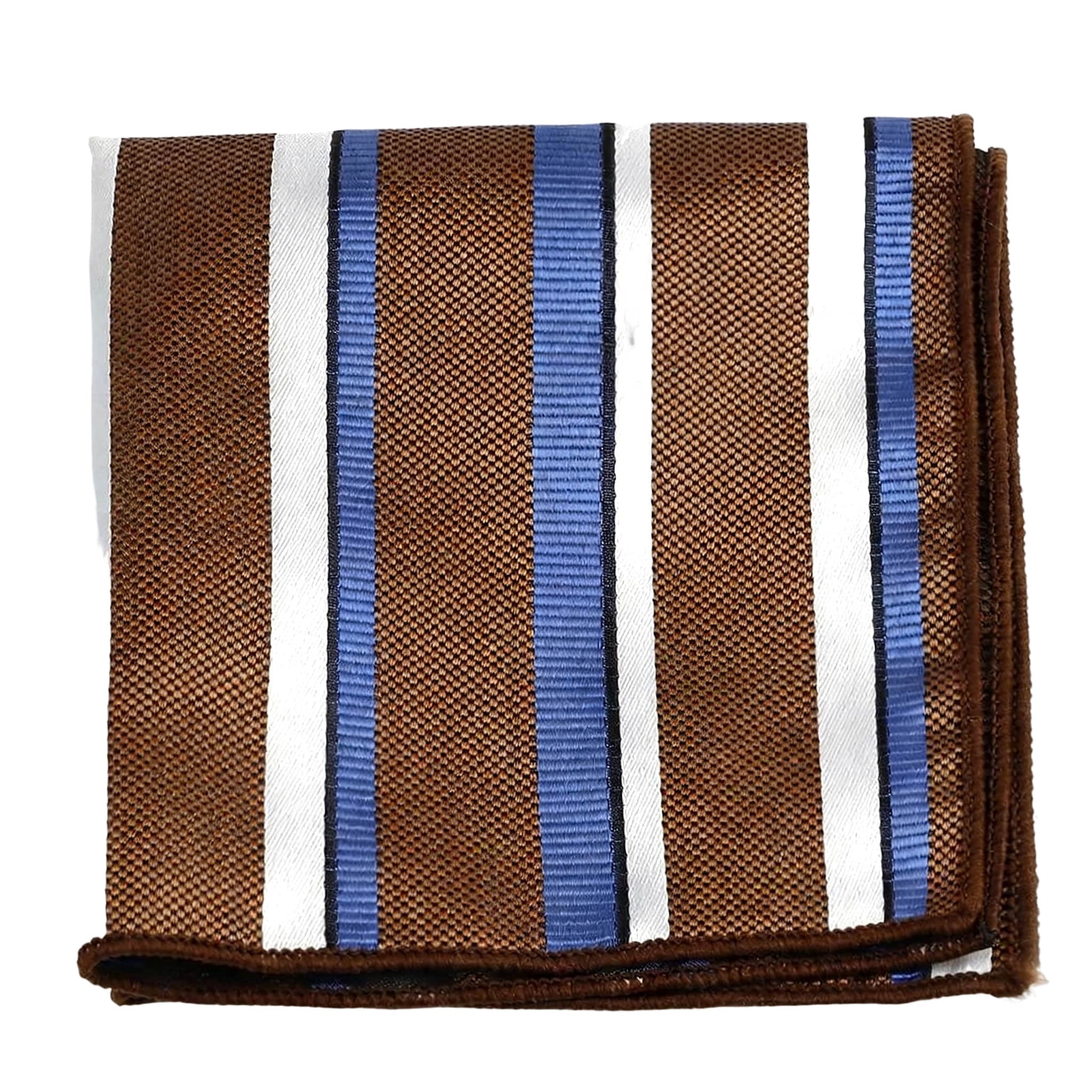 Brown Blue Striped Pocket Square