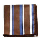 Brown Blue Striped Pocket Square