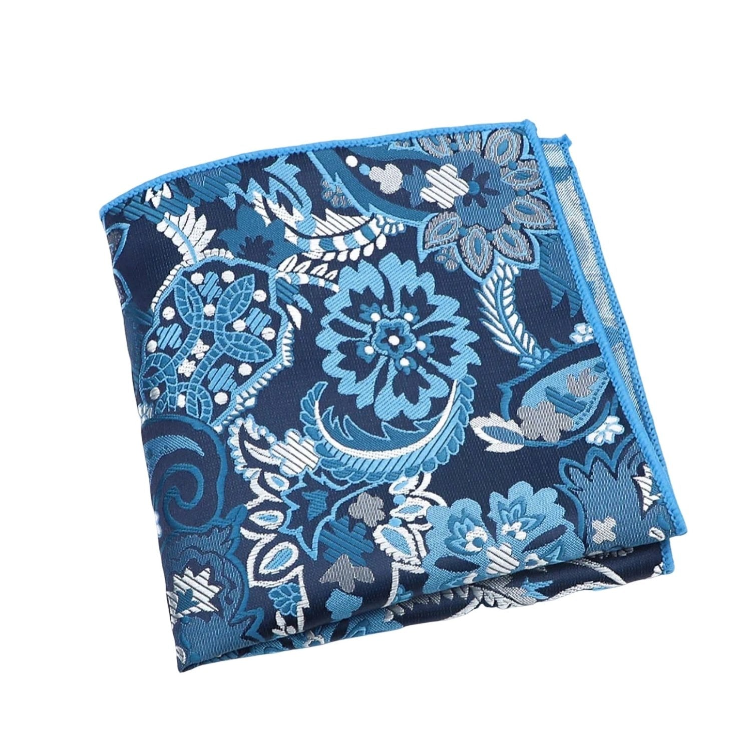 Navy Blue With Blue Floral Paisley Pocket Square