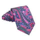 Pink Blue Paisley Necktie