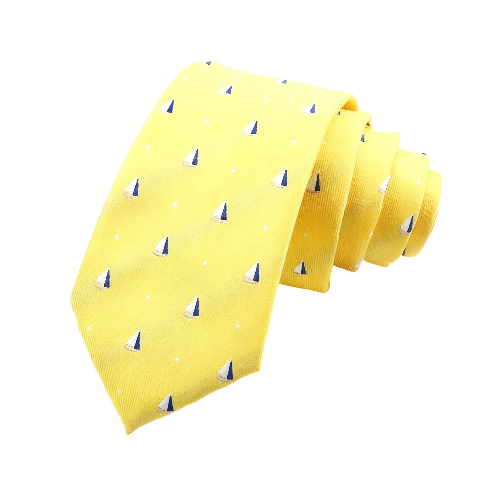 Yellow White Sailboat Necktie