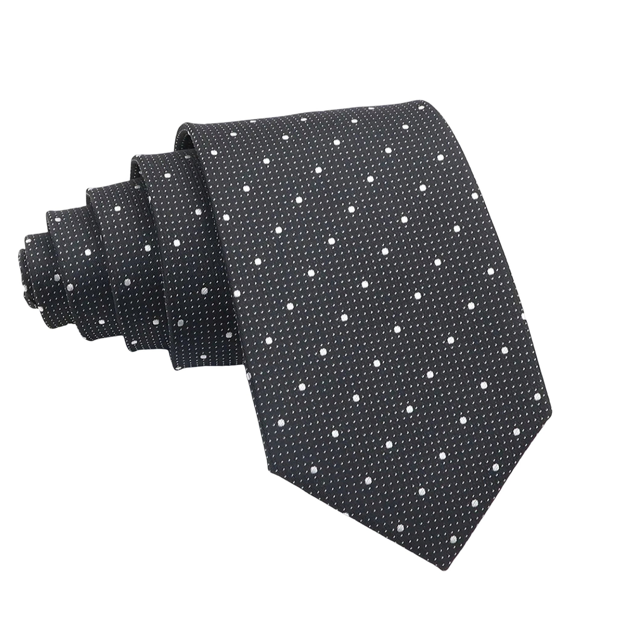 Charcoal Gray White Dotted Necktie
