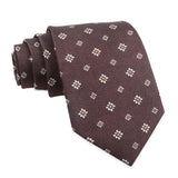Brown White Floral Necktie