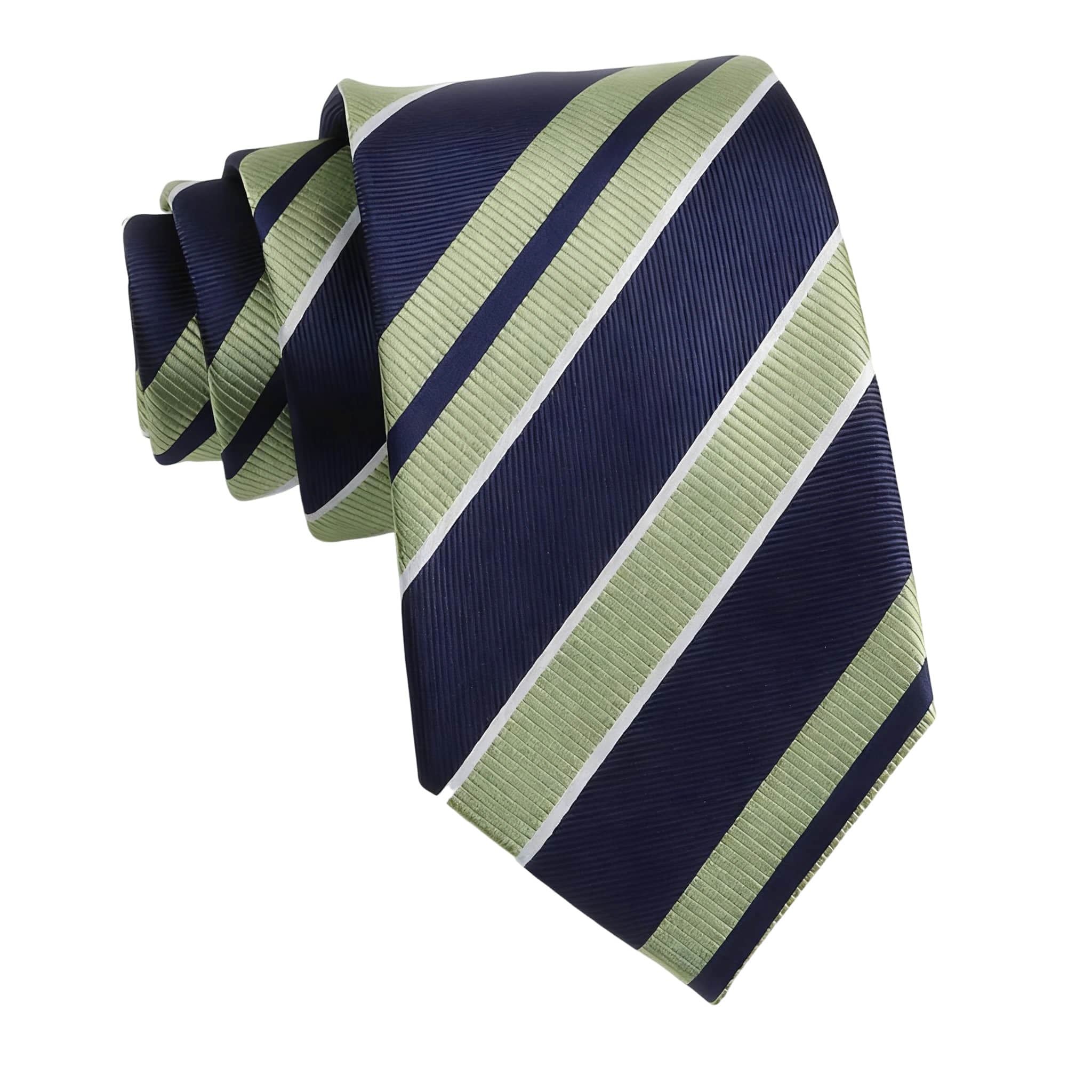 Navy Blue Green Striped Necktie