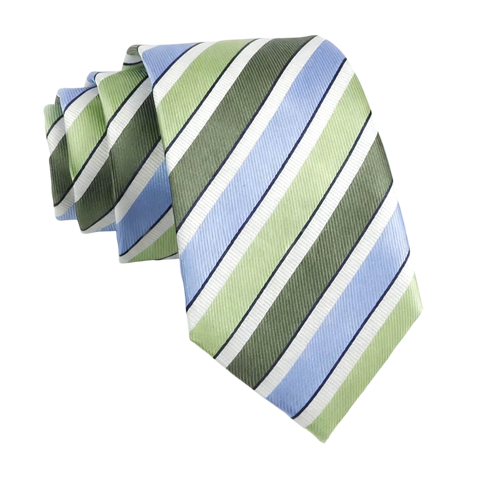 Light Green Blue Striped Necktie