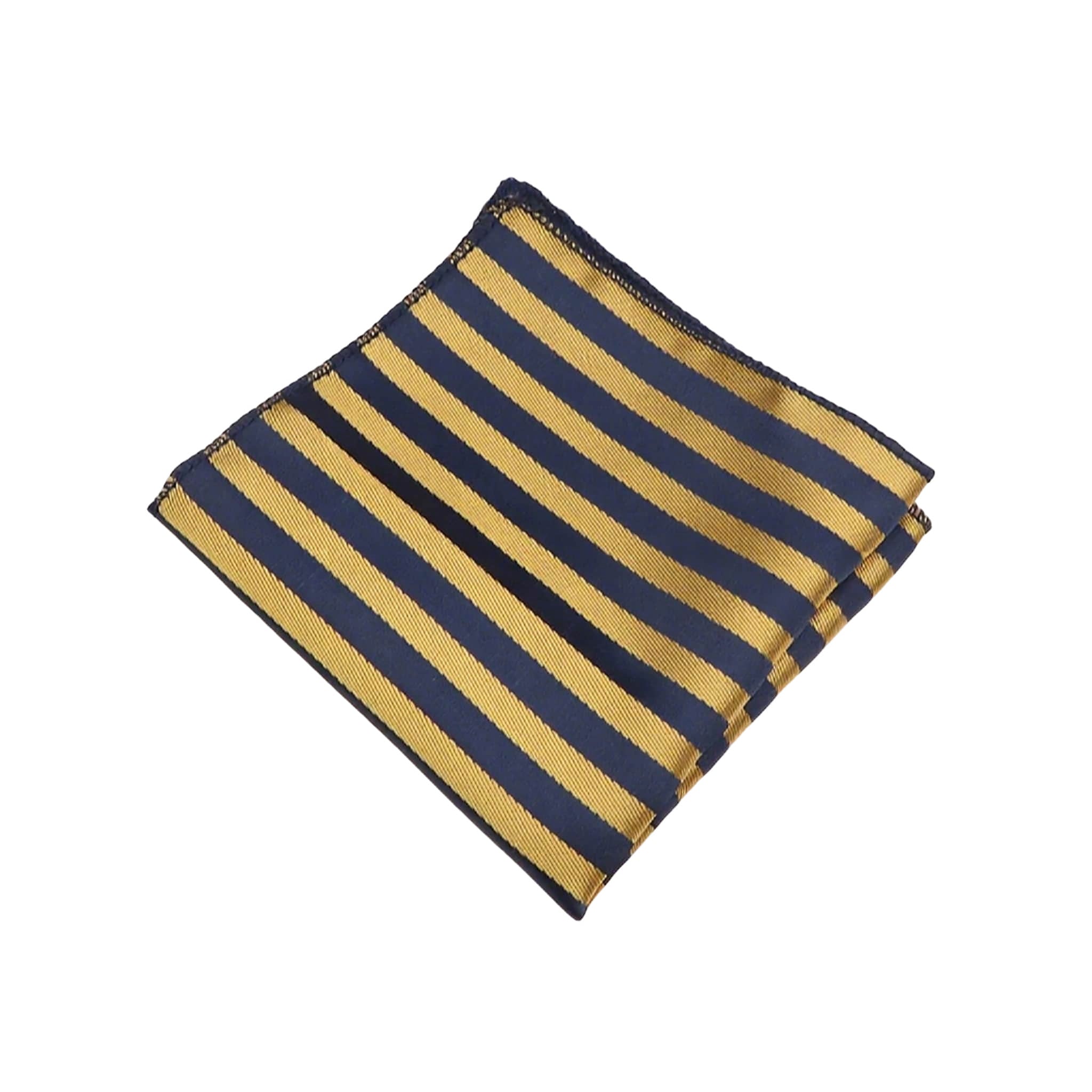 Navy Blue Gold Striped Pocket Square