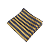 Navy Blue Gold Striped Pocket Square