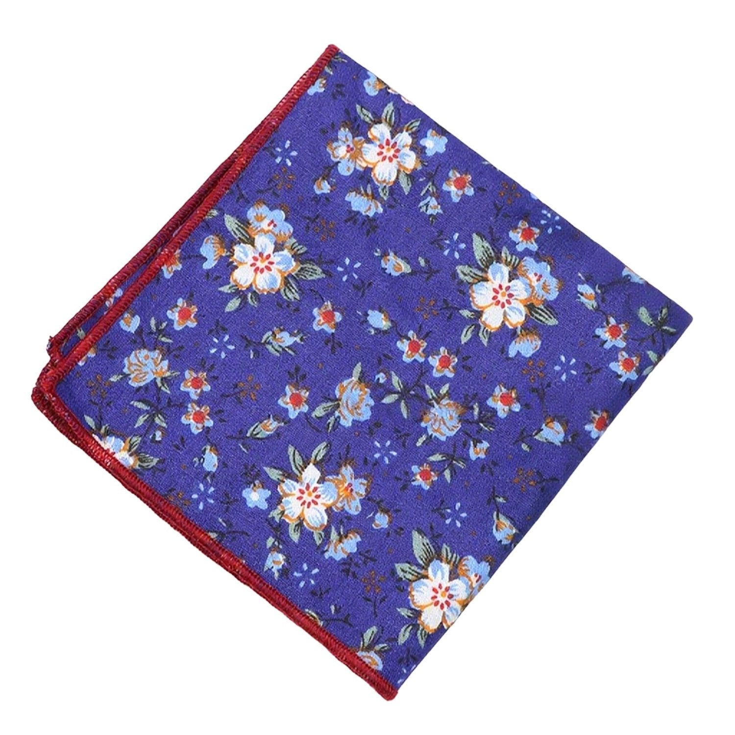 Blue With White Flower Pocket Square