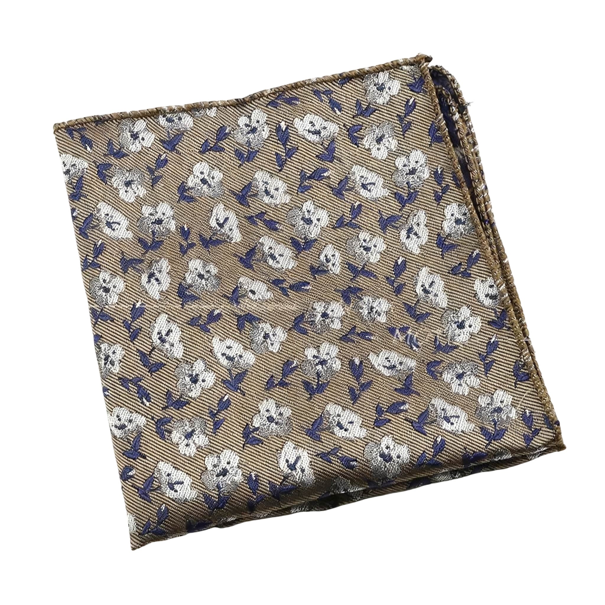 Navy Blue Gold Floral Pocket Square