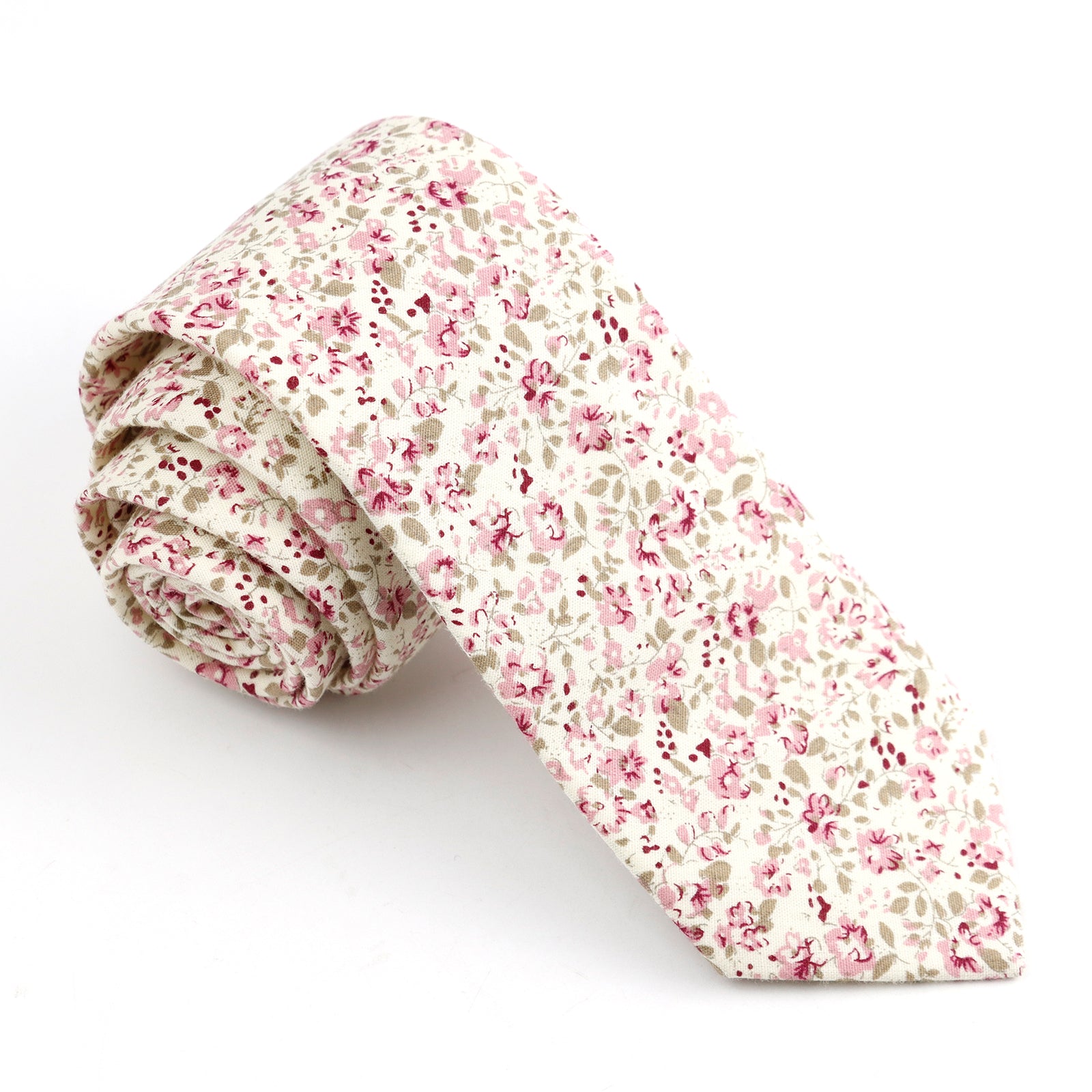 Blush Pink Floral Cotton Necktie
