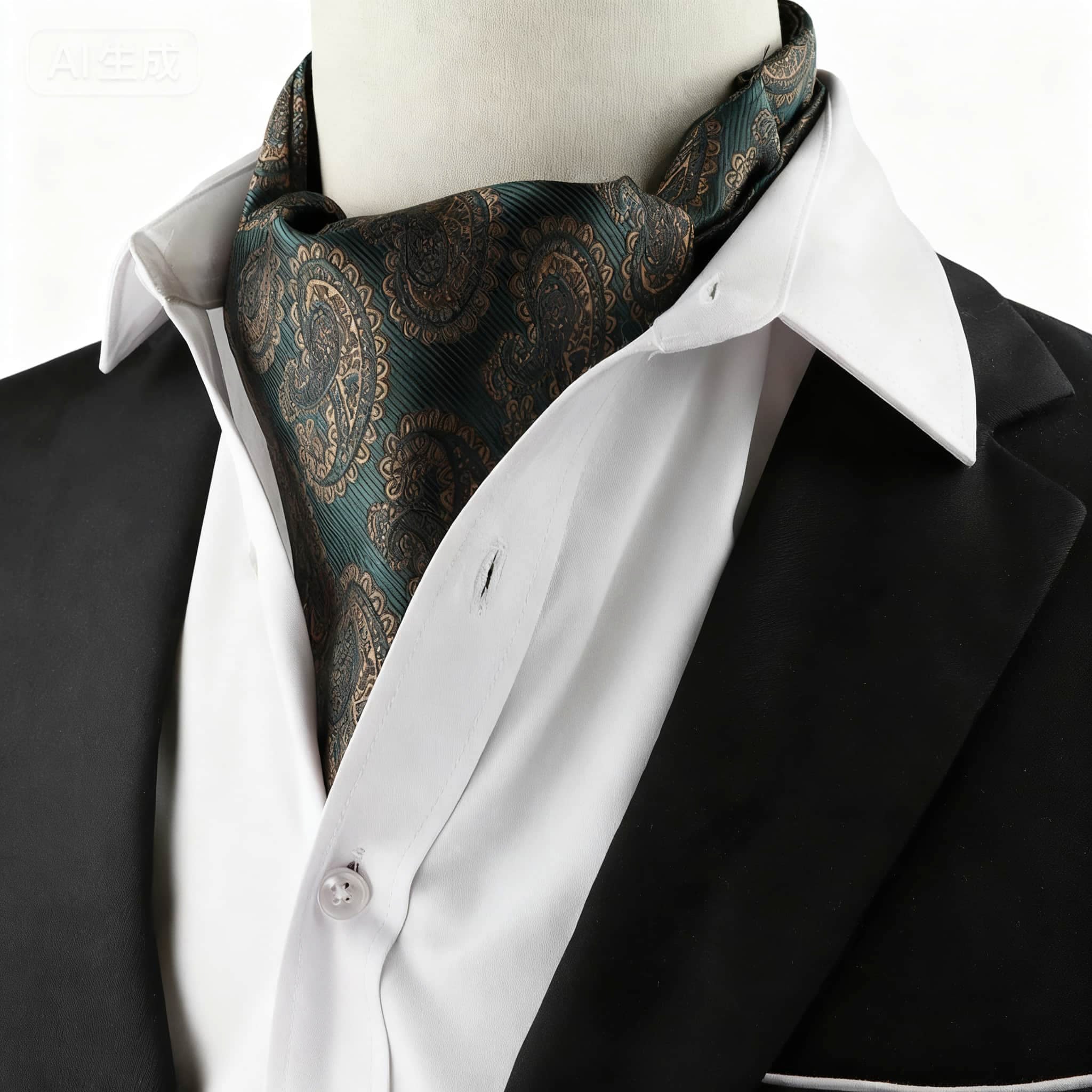 Green Gold Paisley Ascot