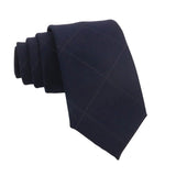 Navy Blue Gray Plaid Necktie