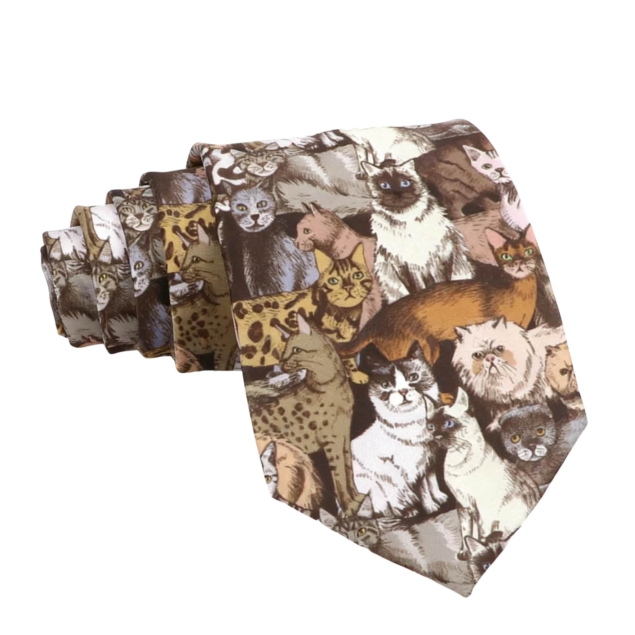 Brown Multicolor Cat Necktie