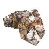 Brown Multicolor Cat Necktie