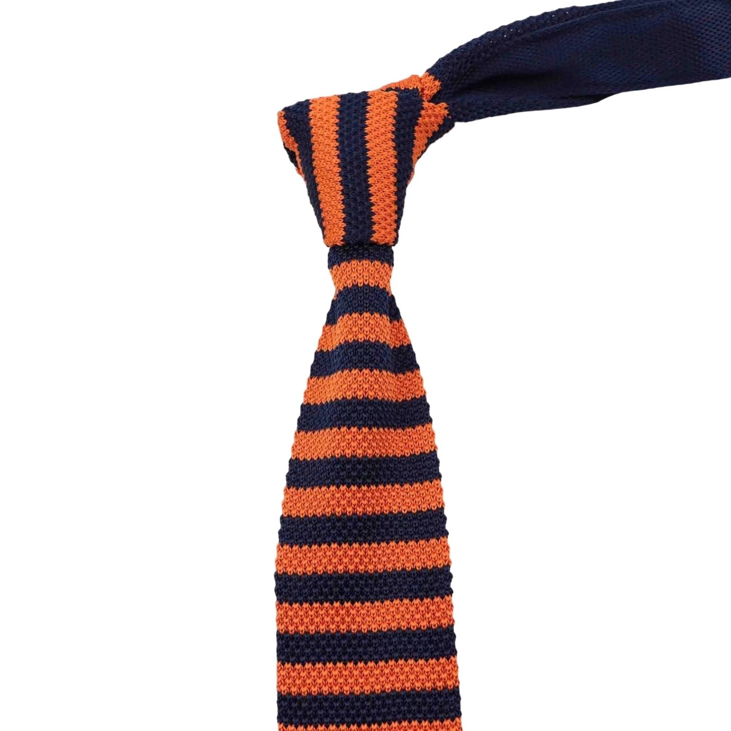 Orange With Dark Blue Striped Necktie