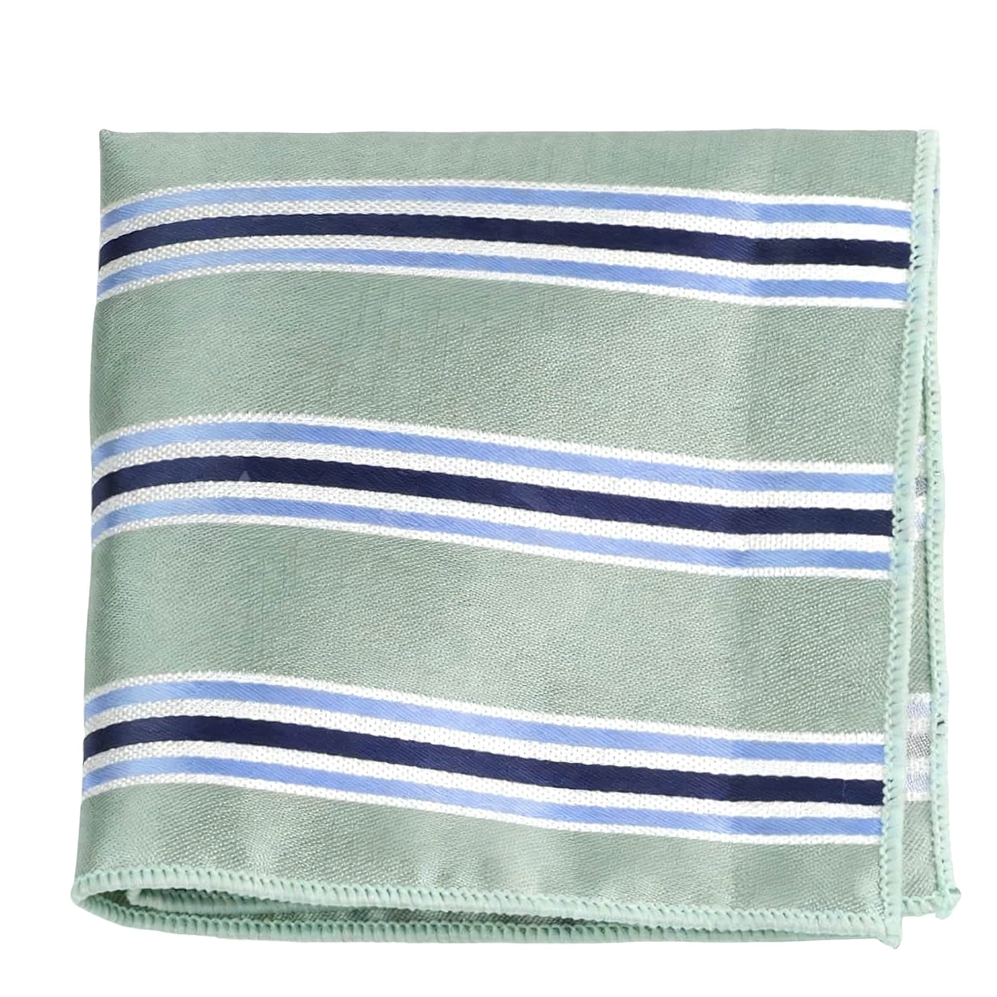 Green Blue Striped Pocket Square