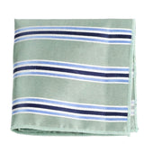 Green Blue Striped Pocket Square
