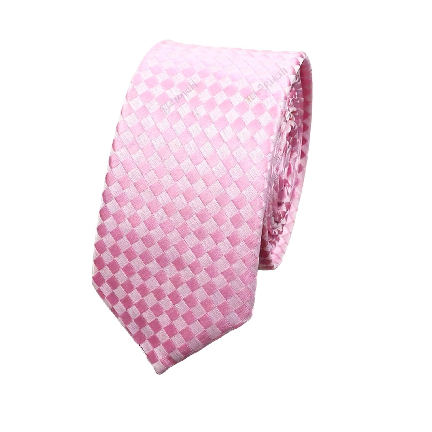 Pink With Dark Pink Checkered Necktie