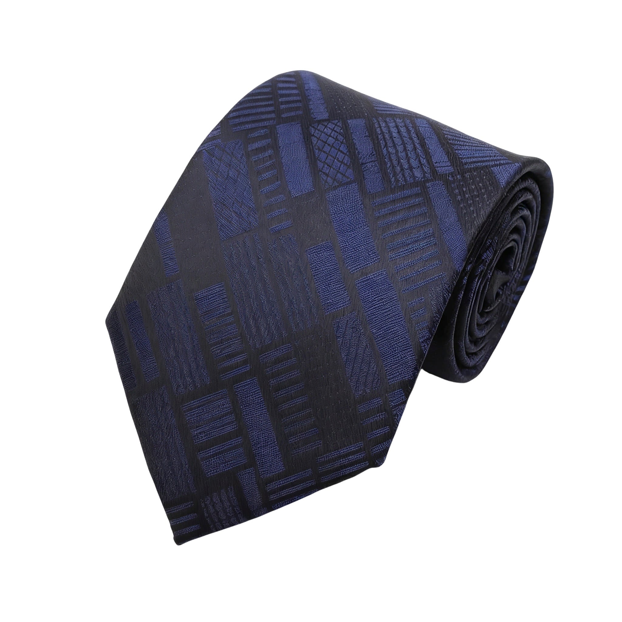Black With Gray Geometric Pattern Necktie