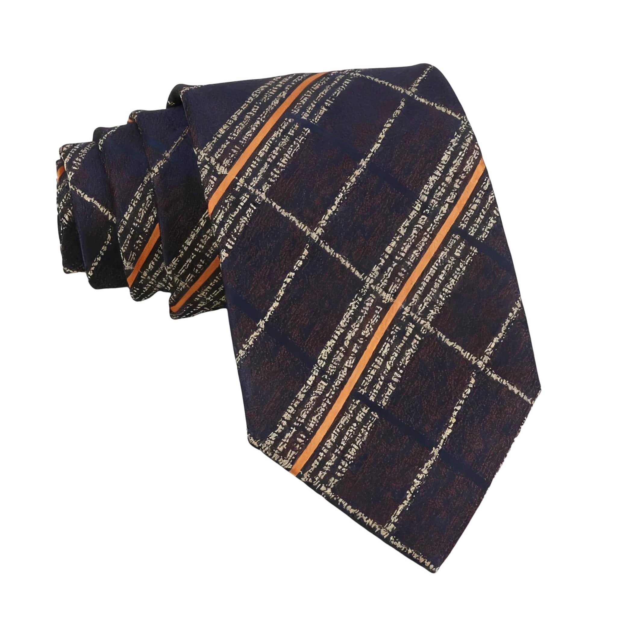 Brown Orange Plaid Necktie