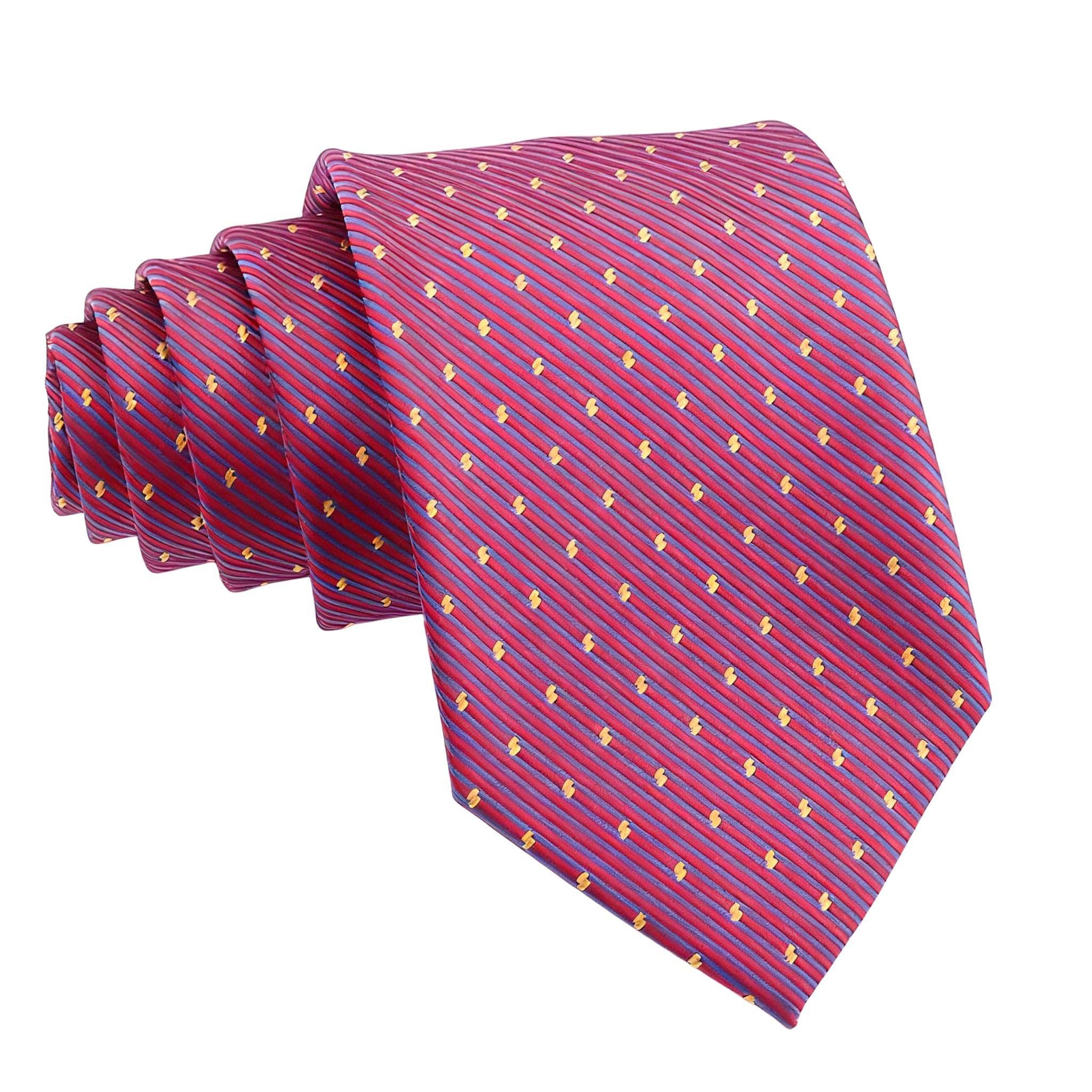 Red With Blue Stripes Yellow Motifs Necktie