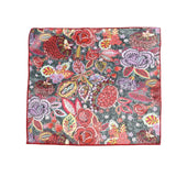Gray Red Floral Pocket Square