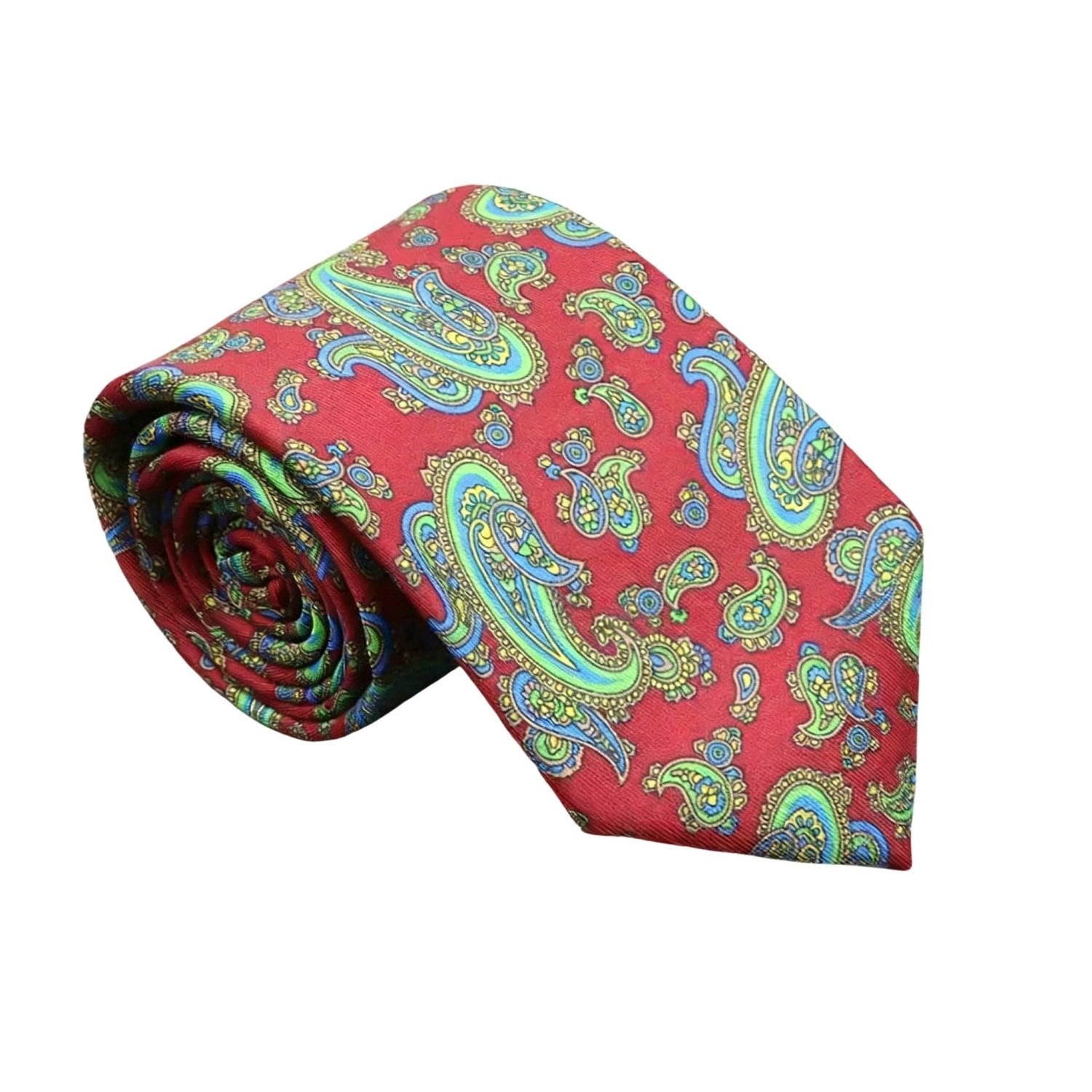 Burgundy With Green Paisley Necktie